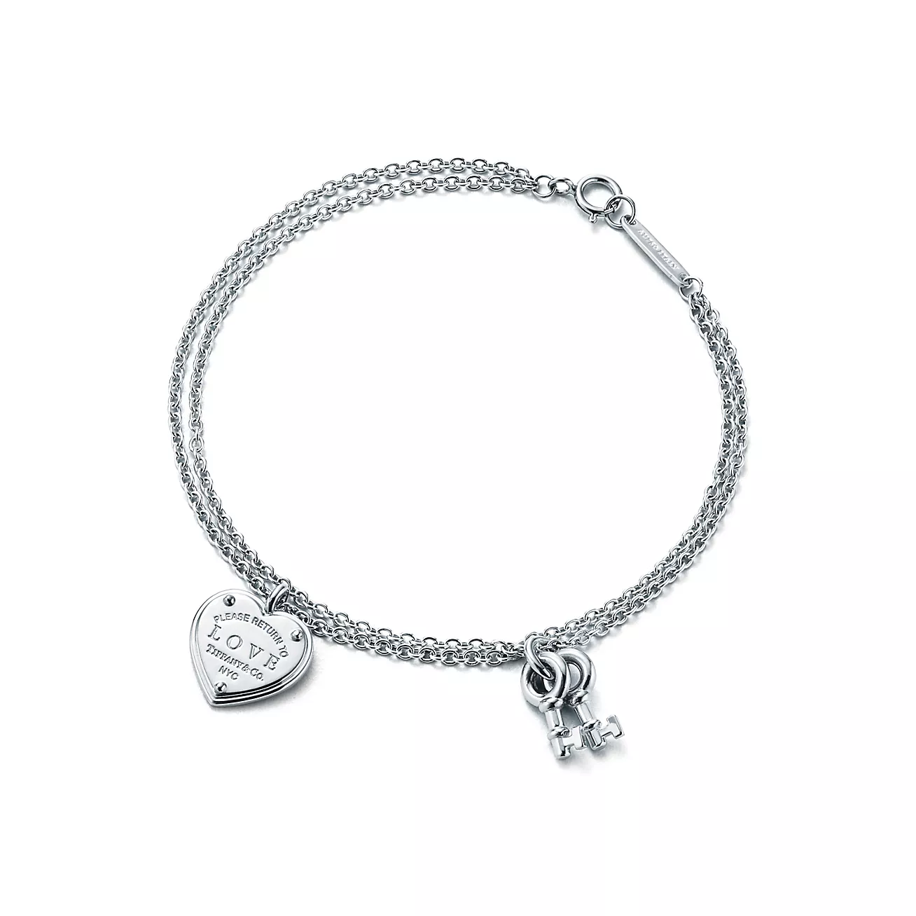 Return to 庐 Love Heart Tag Key Bracelet in Silver