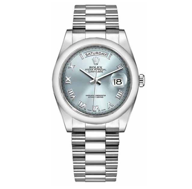 Day-Date 36 Ice Blue Roman Numeral Dial Watch 118206-0035