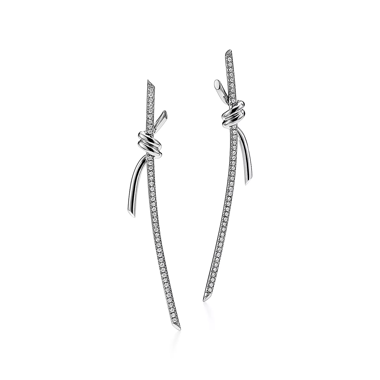 Knot Drop Earrings in White Gold with Diamonds