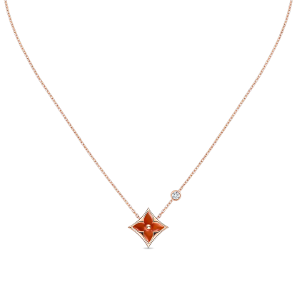 Color Blossom BB Star Pendant, Pink Gold, Cornelian And Diamond