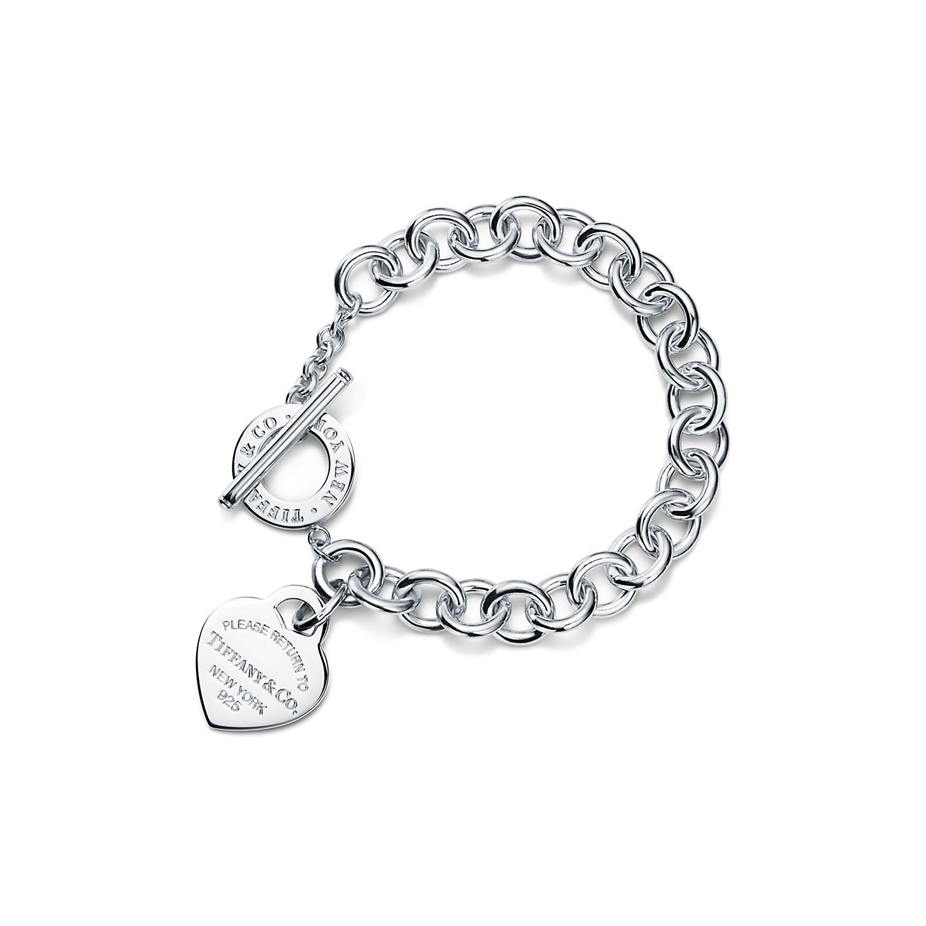 Return to 庐 Heart Tag Toggle Bracelet in Silver