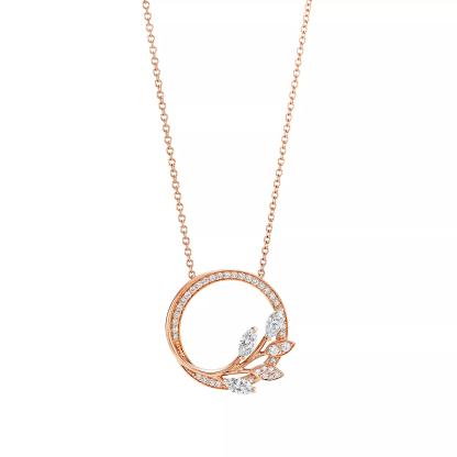 Victoria庐 Diamond Vine Circle Pendant in 18k Rose Gold