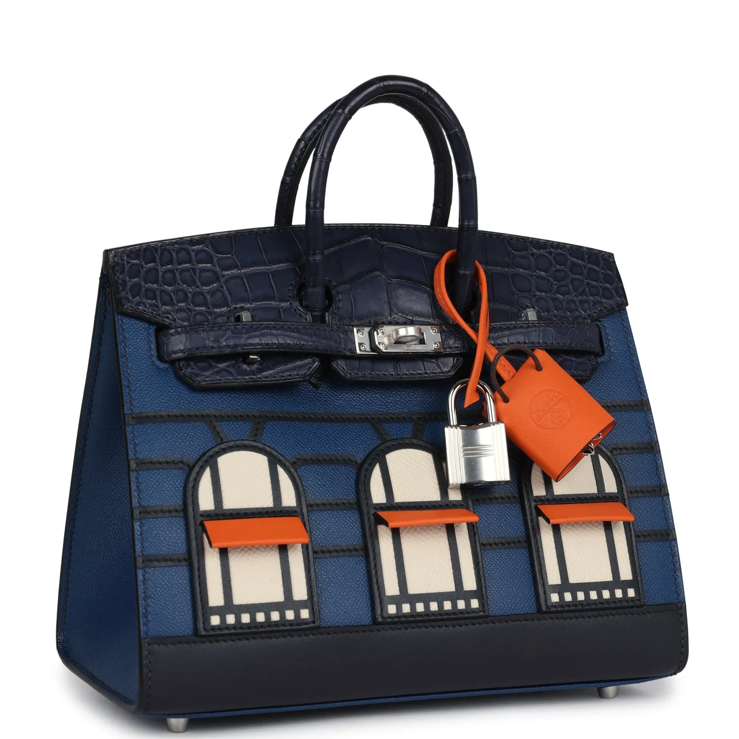 Hermes Night Sac Faubourg Birkin 20 Bleu Marine Matte Alligator Pallad