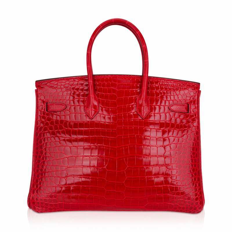Birkin 35 Bag Braise Porosus Crocodile with Gold Hardware
