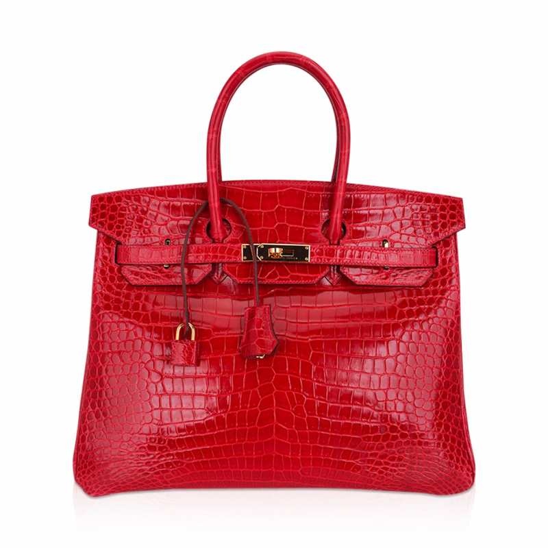 Birkin 35 Bag Braise Porosus Crocodile with Gold Hardware