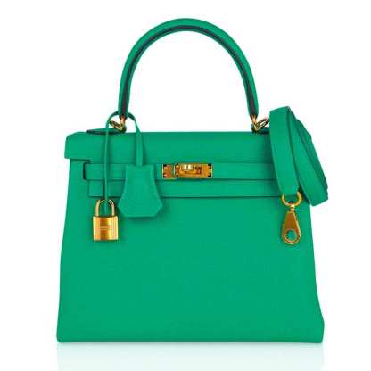 Kelly Retourne 25 Bag Menthe Togo Gold Hardware New w/Box