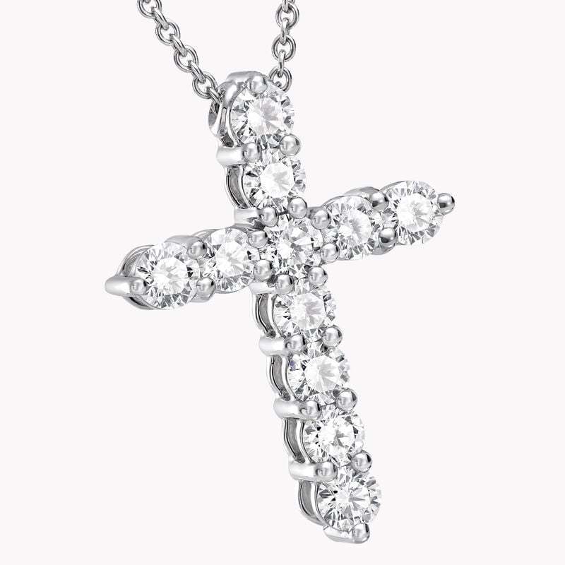 Round Diamond Cross Small Pendant