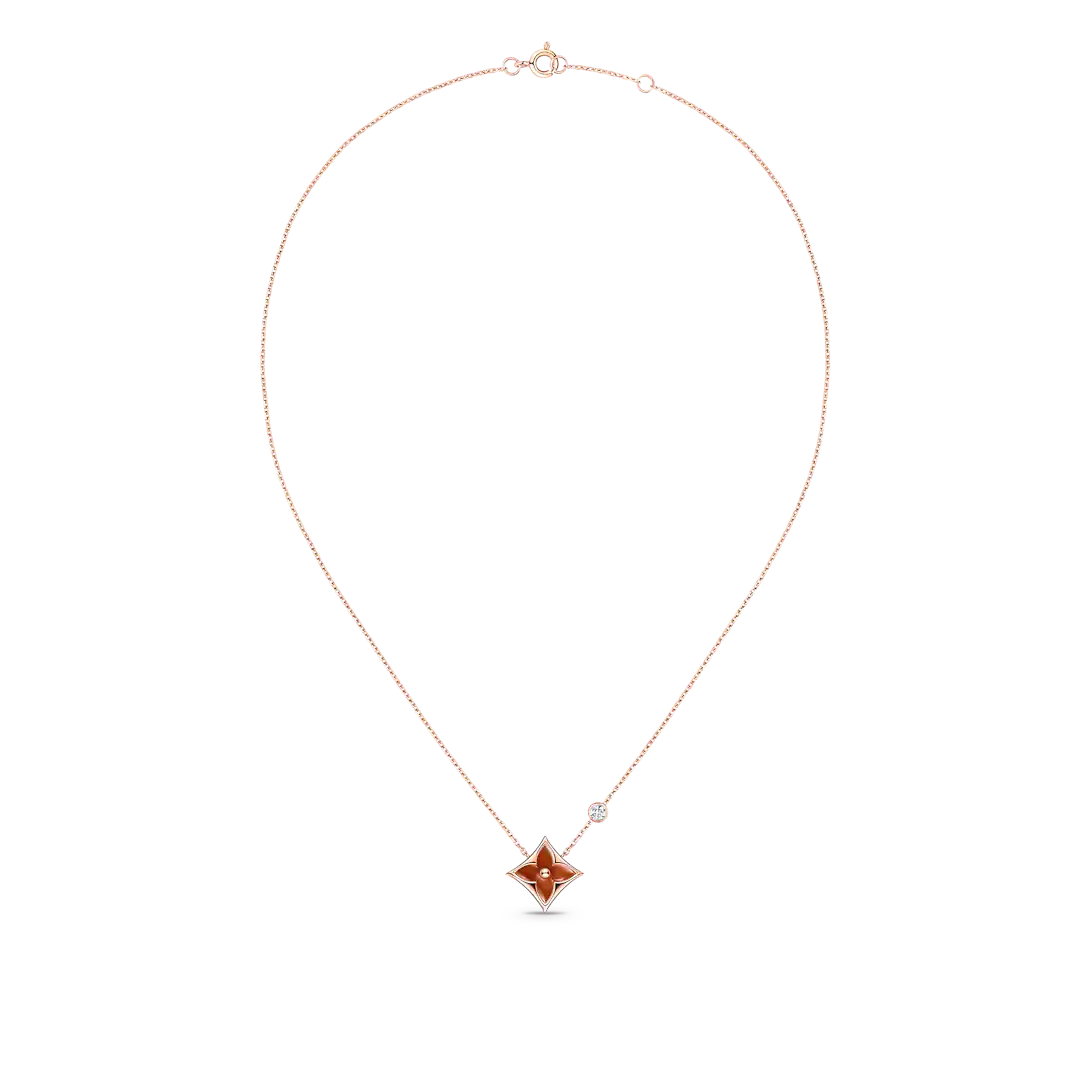 Color Blossom BB Star Pendant, Pink Gold, Cornelian And Diamond