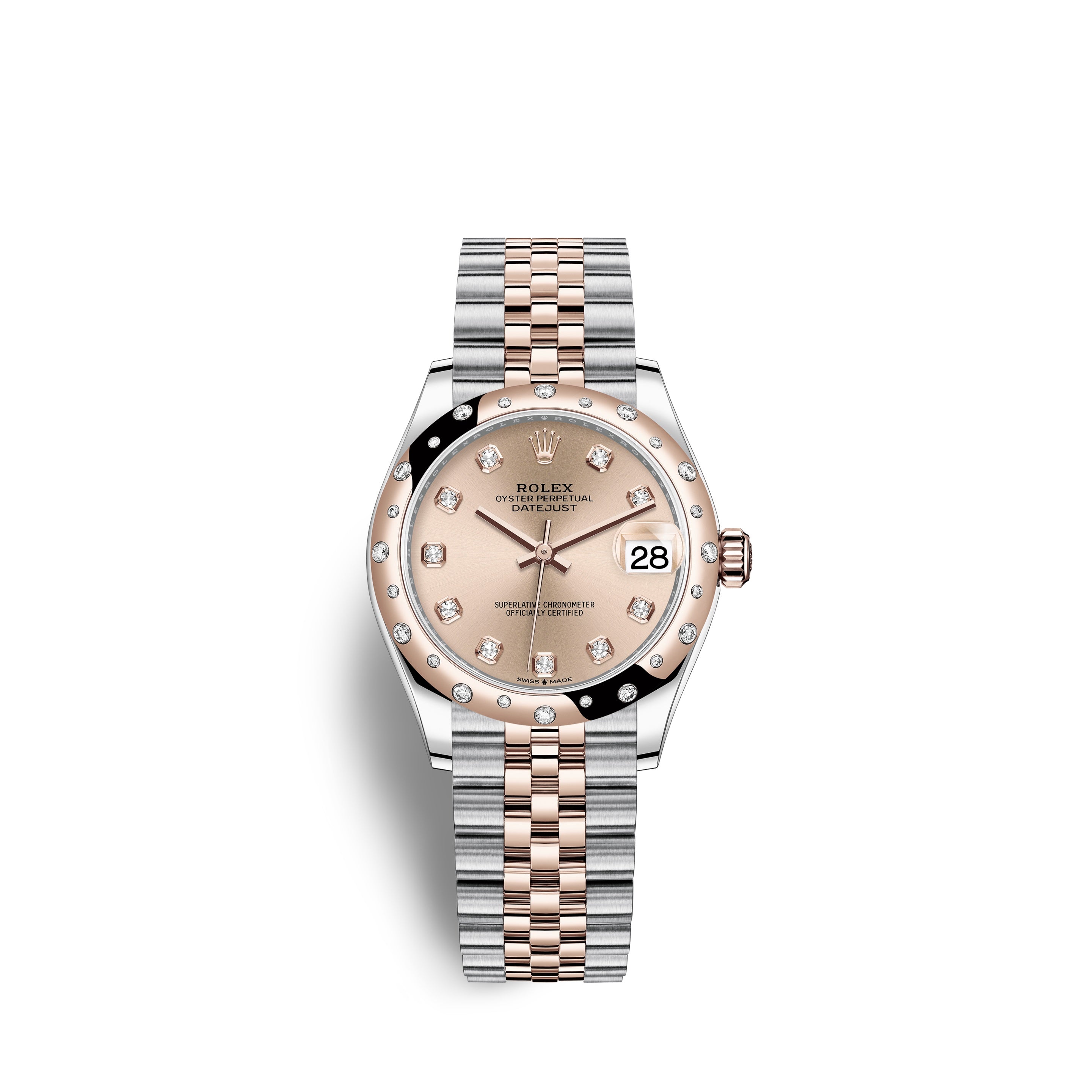 Datejust 31, Oystersteel, 18kt Everose Gold and diamonds, Ref# 278341RBR-0024
