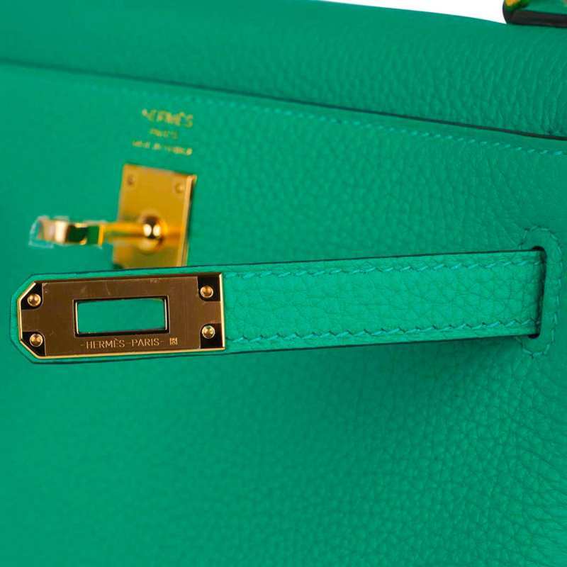 Kelly Retourne 25 Bag Menthe Togo Gold Hardware New w/Box