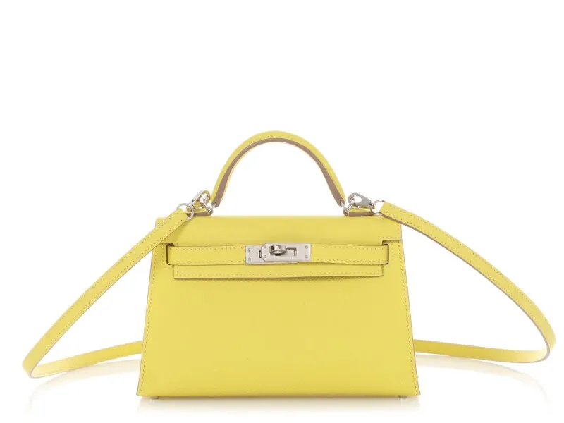 Herthtmes Lime Epsom Mini Kelly 20 II Palladium Hardware