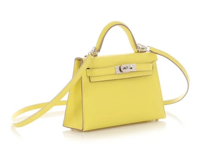 Herthtmes Lime Epsom Mini Kelly 20 II Palladium Hardware