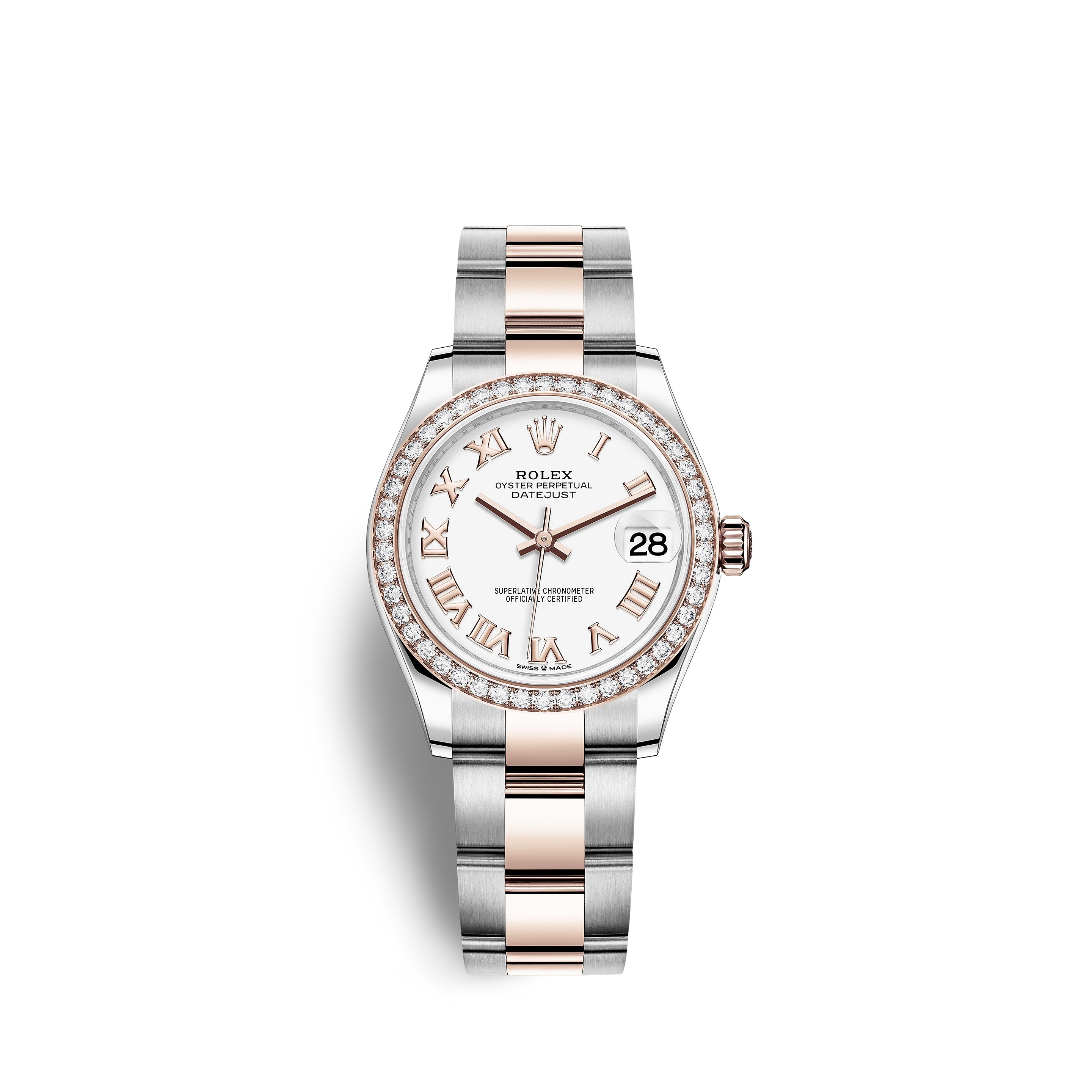 Datejust 31, Oystersteel, 18kt Everose Gold and diamonds, Ref# 278381RBR-0003