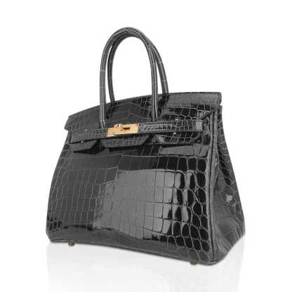 Birkin 30 Bag Graphite Niloticus Crocodile with Gold Hardware