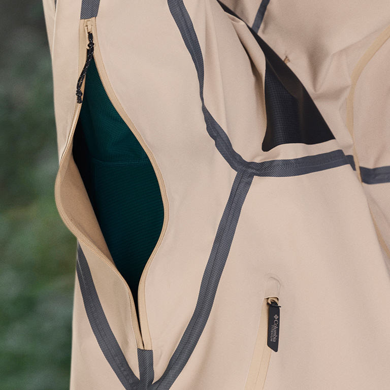 Close-up of the breathable arm vents