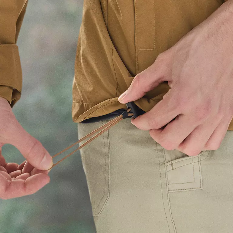 Close-up off the protective droptail hem