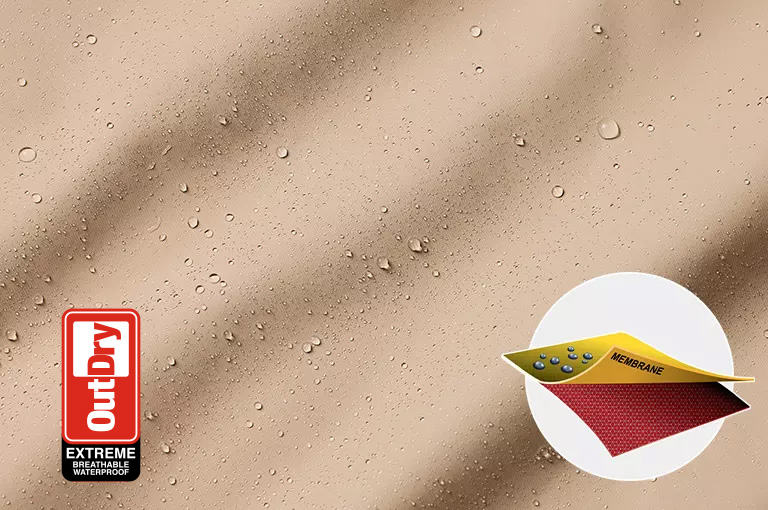 A graphic in the corner showing OutDry Extreme in action