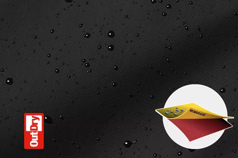 A graphic in the corner showing OutDry Extreme in action