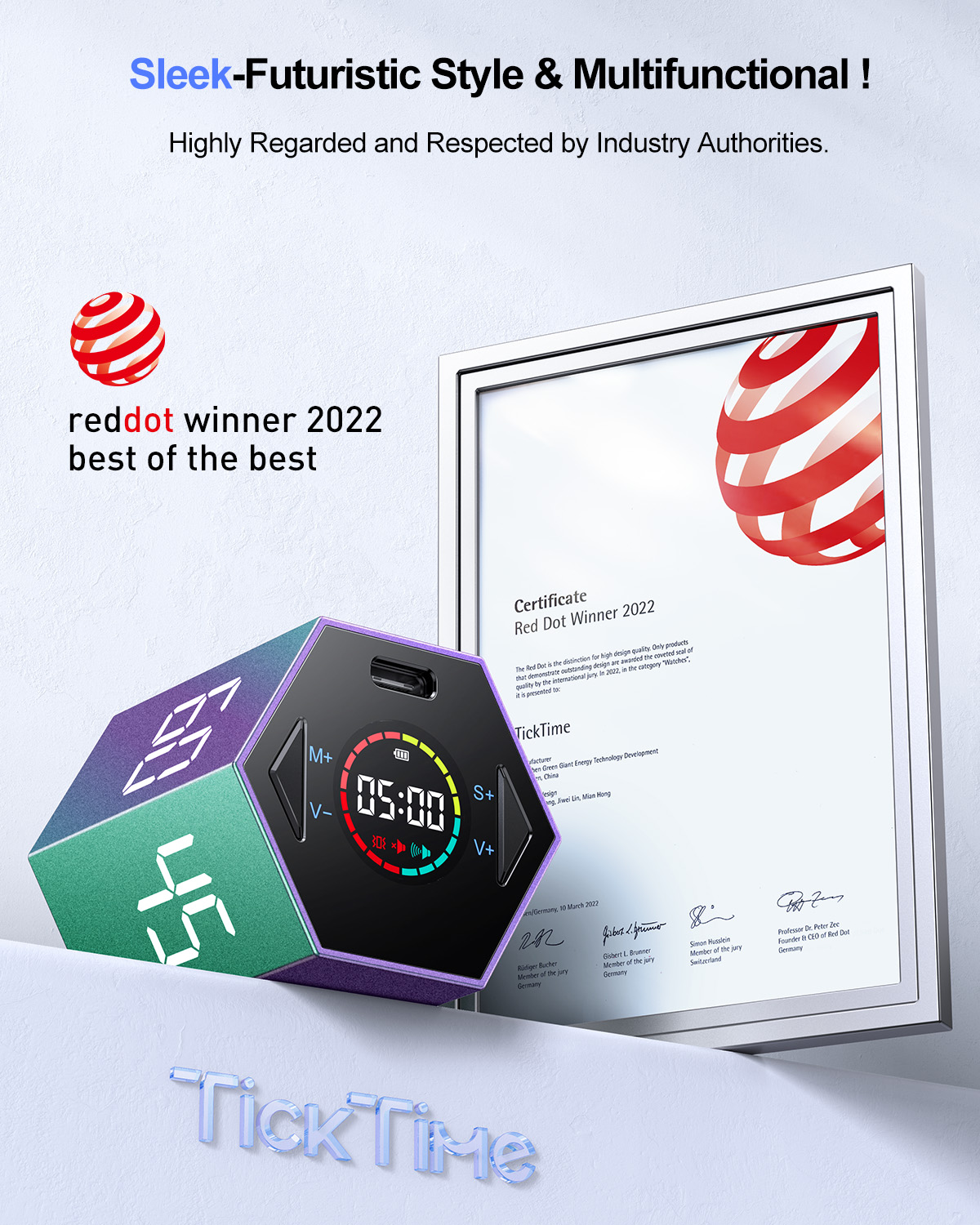 [Copy]Ticktime Pomodoro Timer, Productivity Timer Cube, 5/15/25/30/45/60 Min Presets, Custom Countdown & Stopwatch 1s–99m59s, Sound/Vibration/Silent, Magnetic, Rechargeable, for ADHD Study Work, Violet