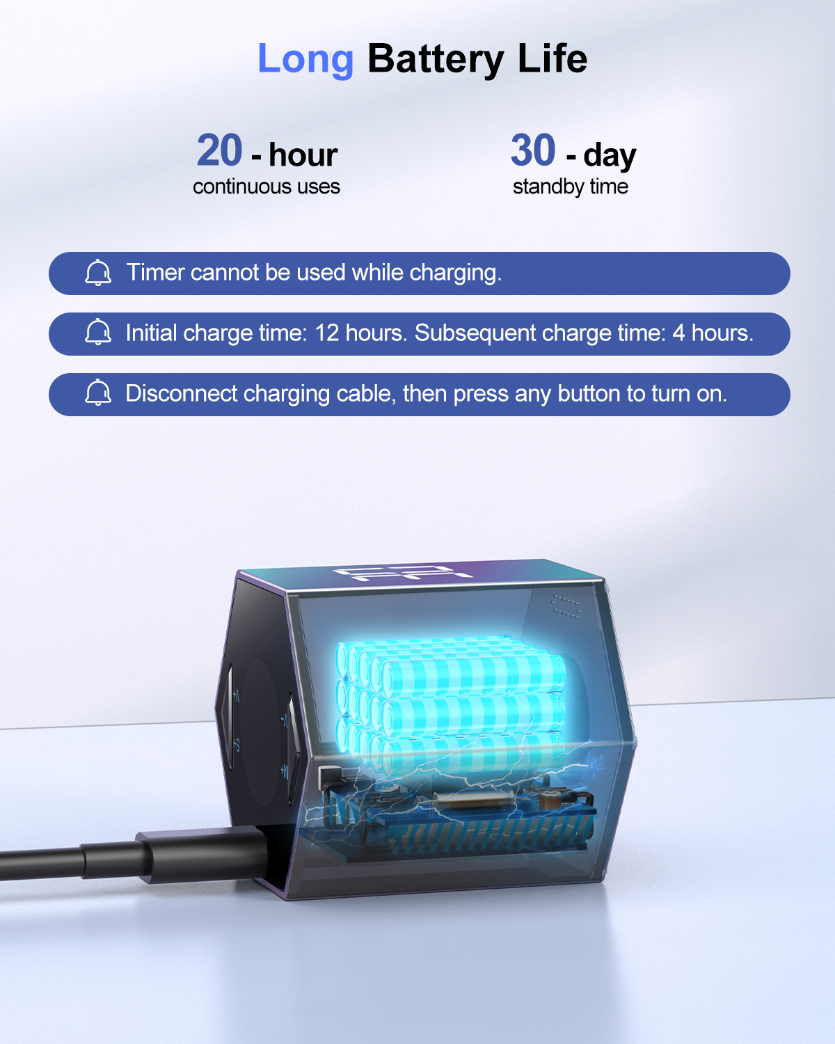 [Copy]Ticktime Pomodoro Timer, Productivity Timer Cube, 5/15/25/30/45/60 Min Presets, Custom Countdown & Stopwatch 1s–99m59s, Sound/Vibration/Silent, Magnetic, Rechargeable, for ADHD Study Work, Violet