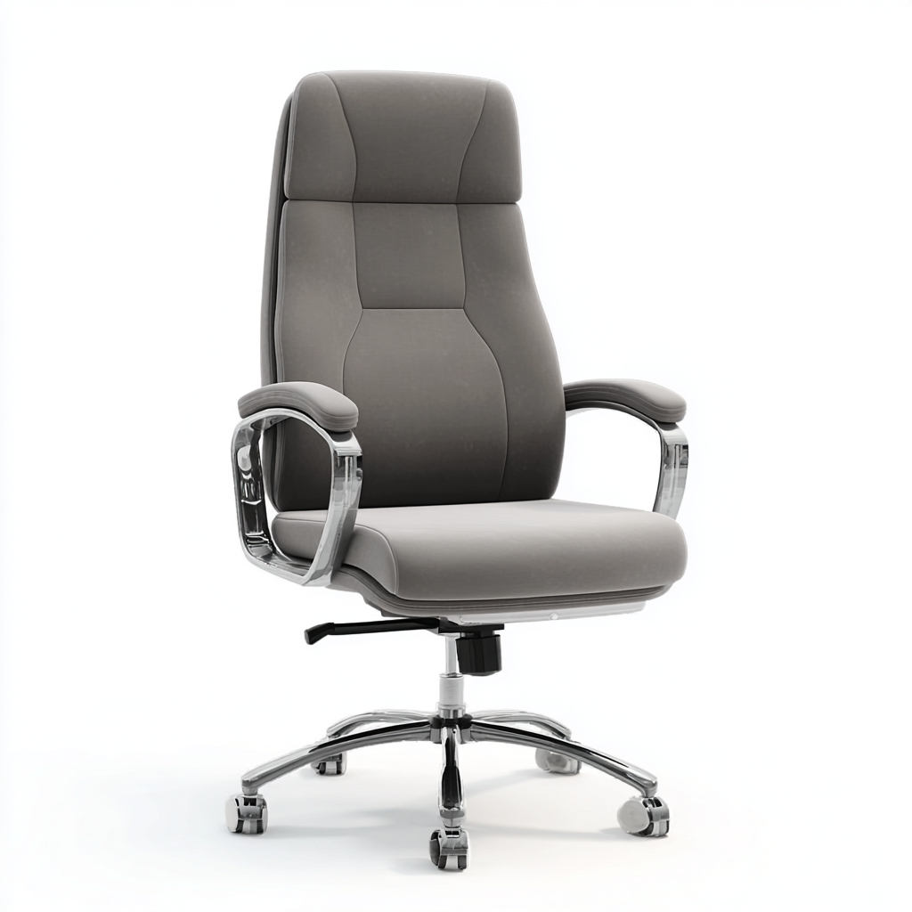 Bürostuhl Kunstleder Grau 53x50x118 cm - Ergonomisches Design - Gepolsterte Rückenlehne und Höhenverstellbar-Warmthist