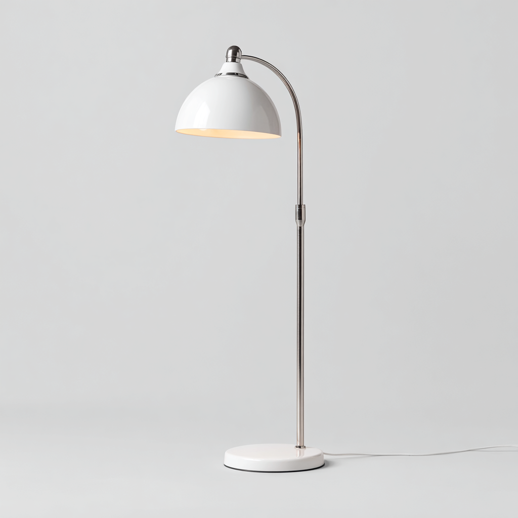 Stehlampe aus Metall - 28x28x145 cm - Weiß/Chrom - Verstellbare Leselampe im modernen Design-Warmthist