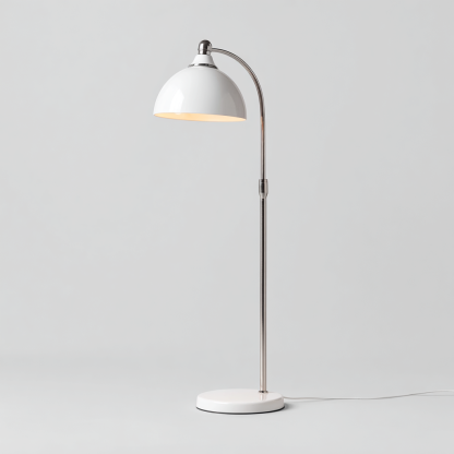 Stehlampe aus Metall - 28x28x145 cm - Weiß/Chrom - Verstellbare Leselampe im modernen Design-Warmthist