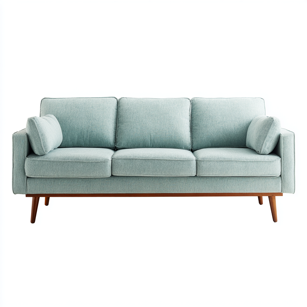 Dreisitzer Sofa Stoffpolsterung 210x88x84 cm - Hellblau - Skandinavisches Retro-Design