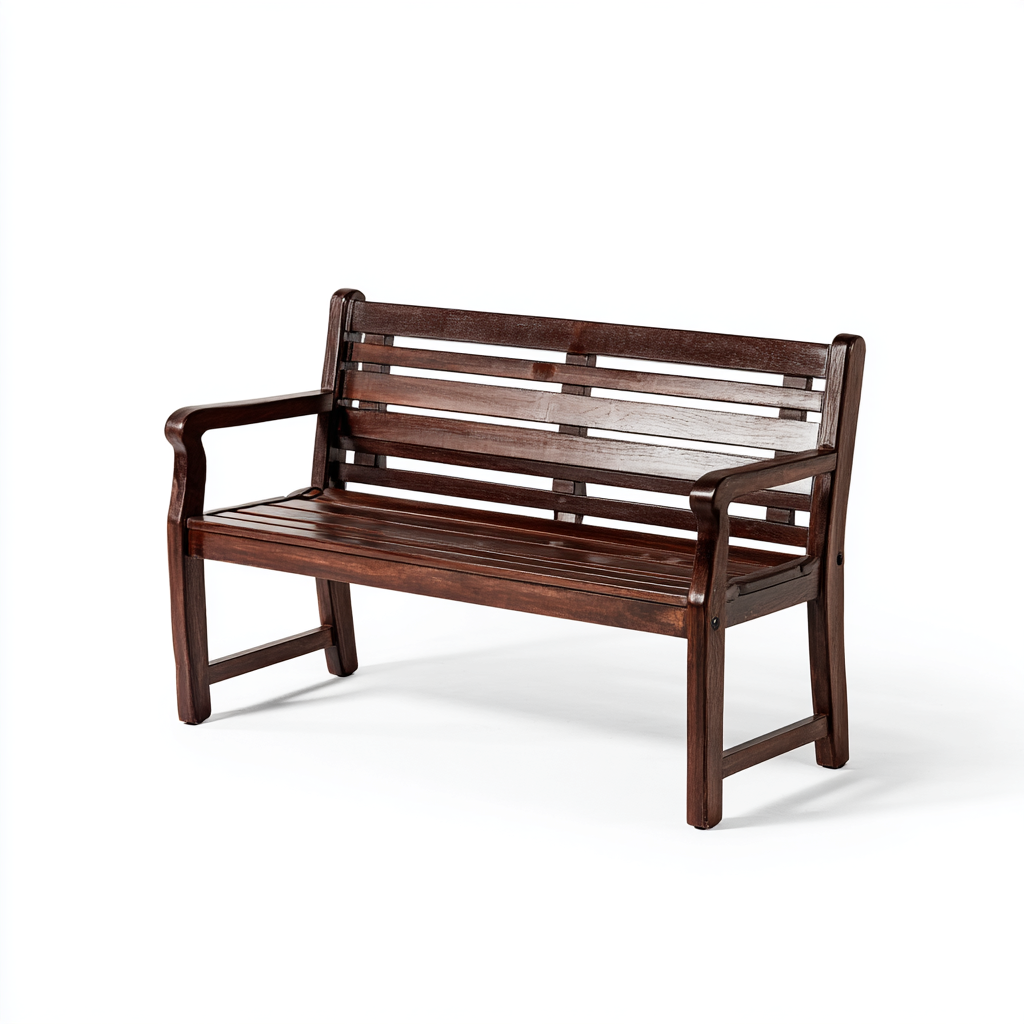 Gartenbank Massivholz Dunkelbraun 122x59x88 cm - Outdoor Sitzbank - Klassisches Design mit Armlehnen und geschwungener Form-Warmthist