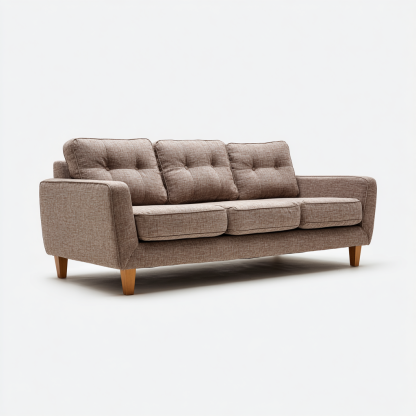 Dreisitzer Sofa Stoff 215x90x85 cm - Braun - Skandinavisches Design mit Knopfheftung