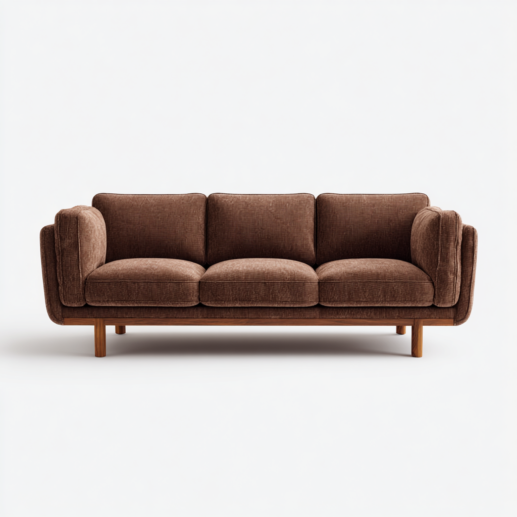 Dreisitzer Sofa - Stoffbezug Braun - 210x90x85 cm - Moderner Komfort
