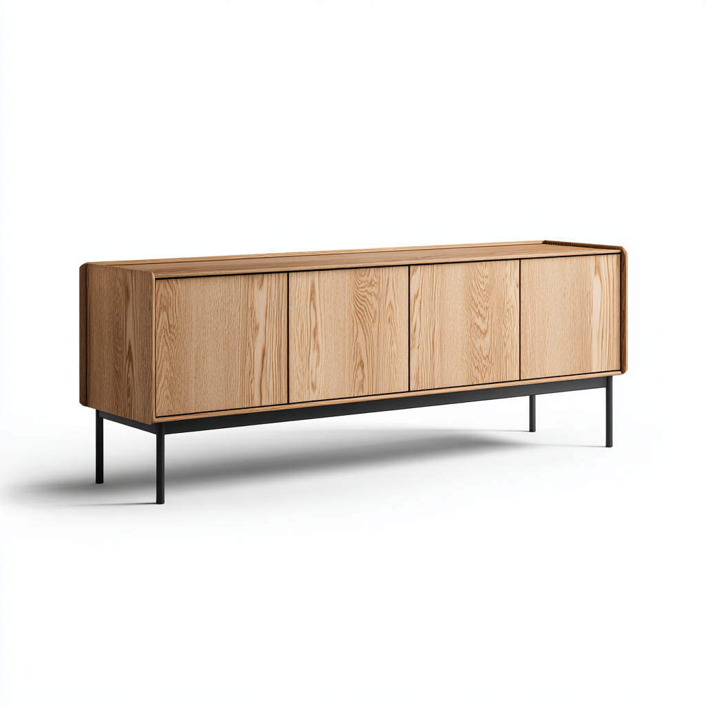TV-Schrank Holz mit Metallrahmen 170x42x60 cm - Naturholz/Schwarz - Modernes Design