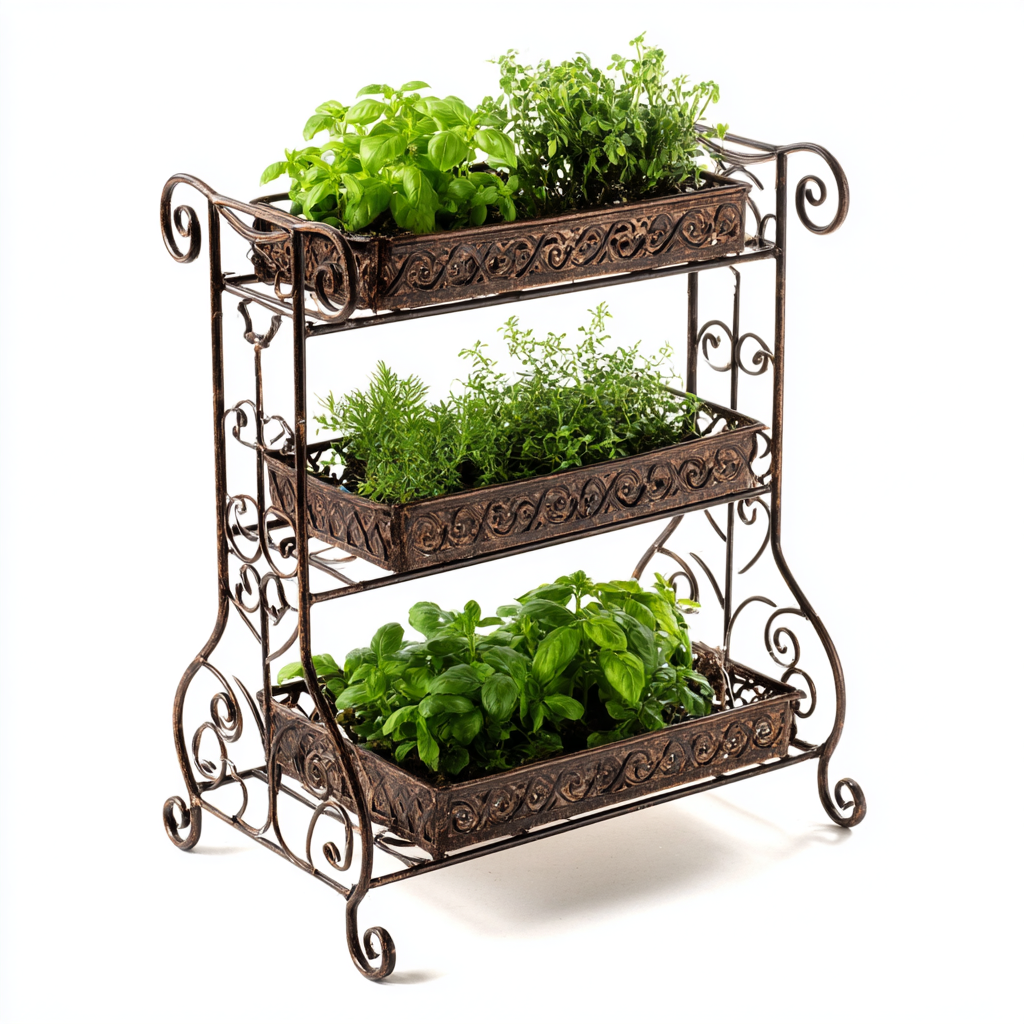 Pflanzenregal Gusseisen 3 Ebenen 60x28x70 cm - Antikbraun - Dreistufiges Vintage-Blumenregal mit kunstvollen Scrollwork-Verzierungen für Innen und Außen-Warmthist