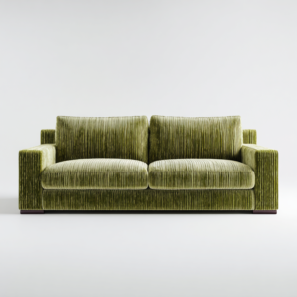 Dreisitzer Sofa Cordstoff 220x95x82 cm - Olivgrün - Modernes Design mit klaren Linien