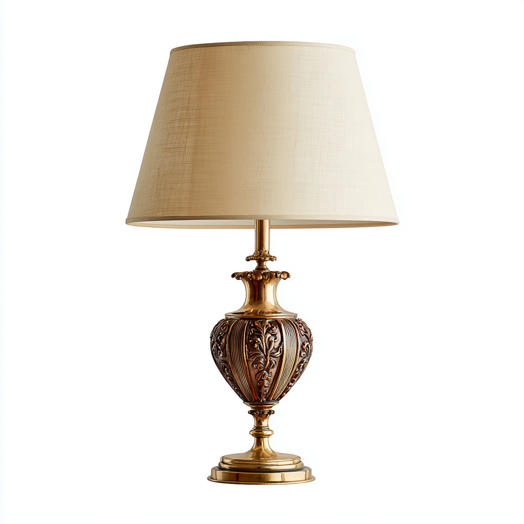 Tischlampe Metall Stoff 28x28x55 cm Gold Beige - Klassisches Design