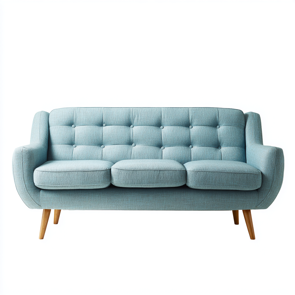 Dreisitzer Sofa Stoffpolsterung 210x87x82 cm - Hellblau - Skandinavisches Retro Design