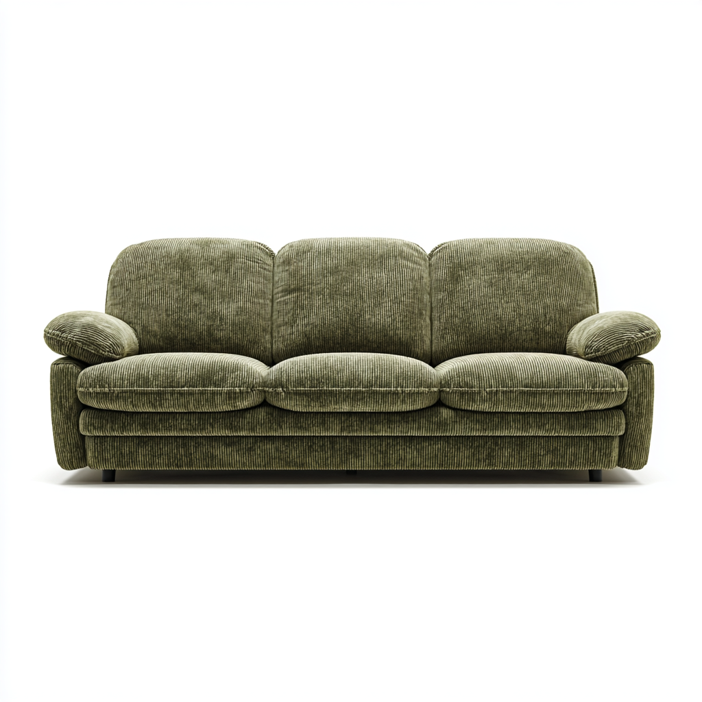 Dreisitzer Sofa Cordstoff 215x95x90 cm - Olivgrün - Komfort-Design mit gepolsterten Armlehnen-Warmthist