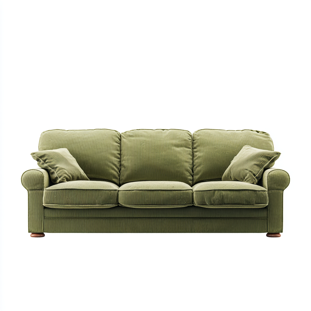 Dreisitzer Sofa Cordstoff 215x95x88 cm - Olivgrün - Klassisches Design mit Kissen