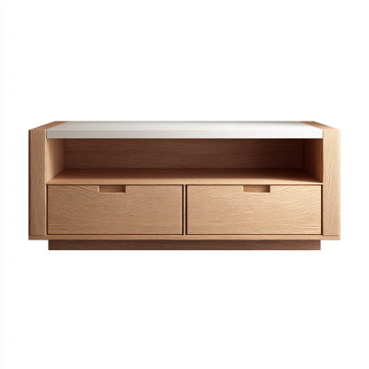 TV-Schrank Massivholz 120x45x55 cm - Eiche Natur/Weiß - Modernes Design