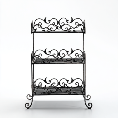 Pflanzenregal Metall 3 Ebenen 60x30x90 cm - Schwarz - Klassisches Schmiedeeisen Design