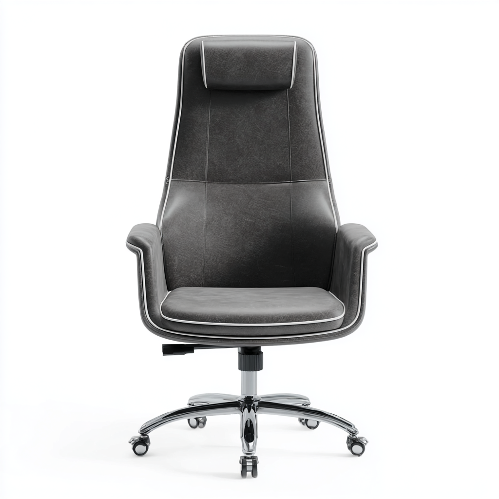 Bürostuhl Kunstleder Dunkelgrau 52x50x119 cm - Ergonomisches Design - Hohe Rückenlehne und Drehfunktion-Warmthist