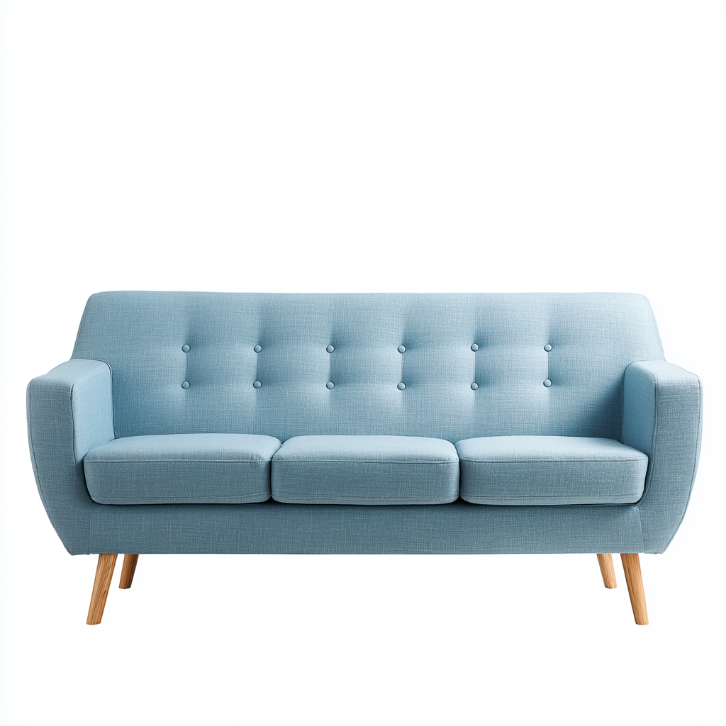 Dreisitzer Sofa Stoffpolsterung 208x86x84 cm - Hellblau - Skandinavisches Retro-Design