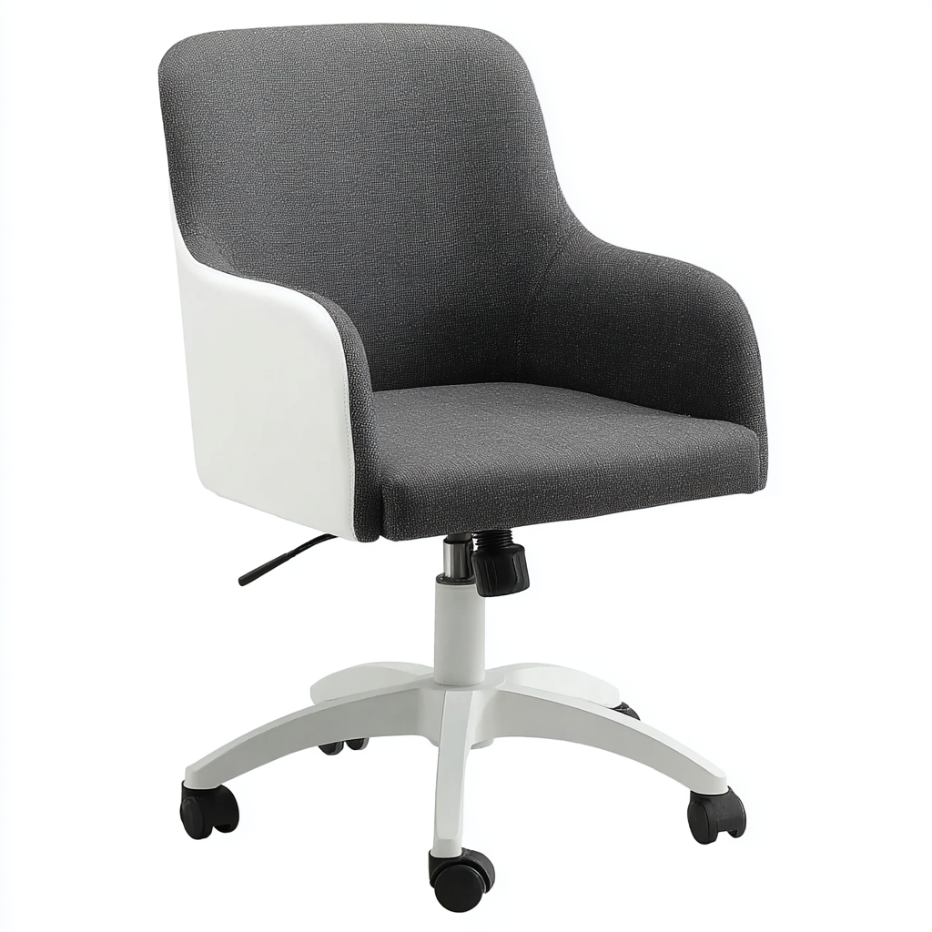 Bürostuhl Stoff Grau-Weiß 49x47x89 cm - Modernes Design - Höhenverstellbar und Drehbar