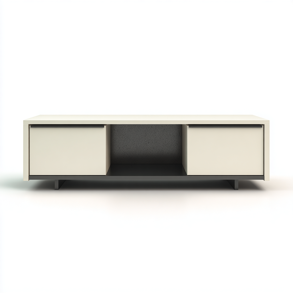 TV-Schrank Holzwerkstoff Weiß/Schwarz 140x40x45 cm - Modernes Design mit Türen und offenem Fach-Warmthist