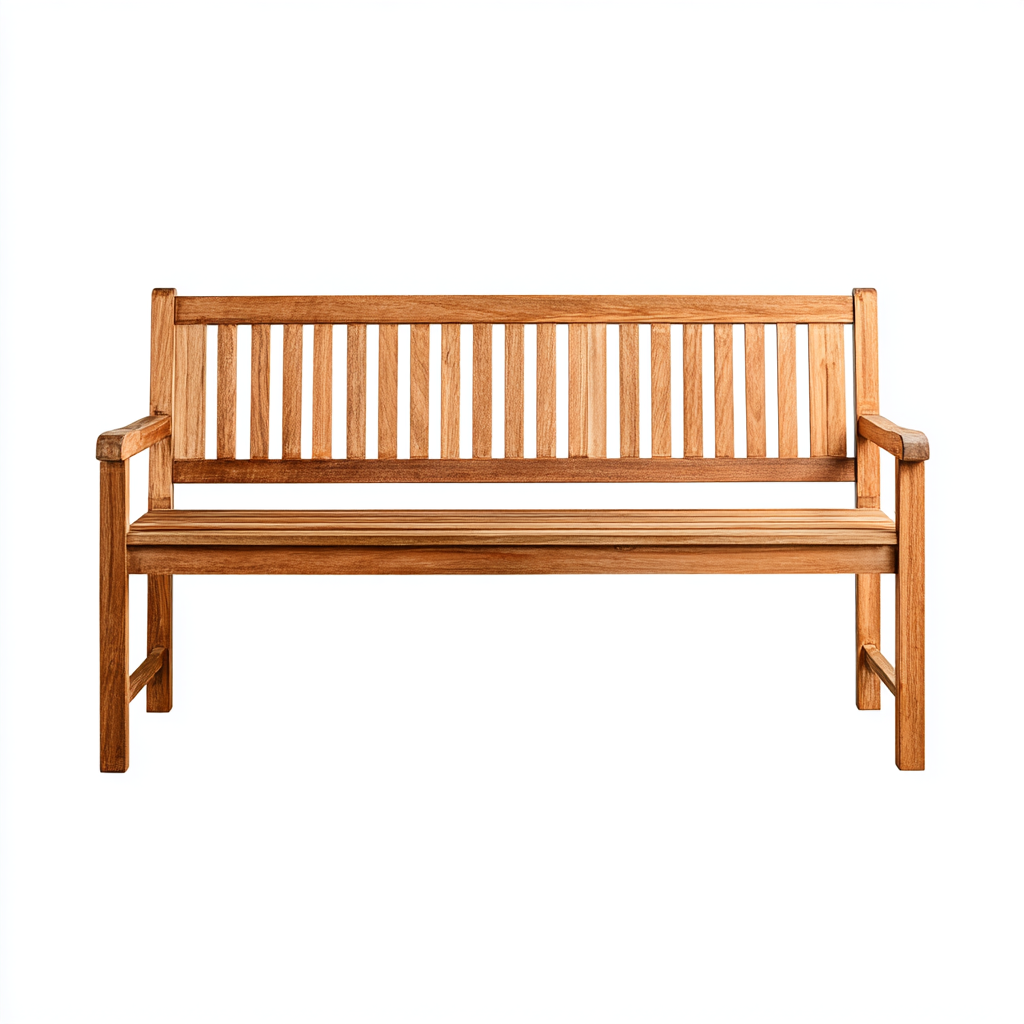 Gartenbank Teakholz Natur 150x60x90 cm - Outdoor Sitzbank - Klassisches Design mit Lamellenrücken und Armlehnen-Warmthist