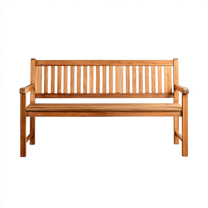 Gartenbank Teakholz Natur 150x60x90 cm - Outdoor Sitzbank - Klassisches Design mit Lamellenrücken und Armlehnen-Warmthist