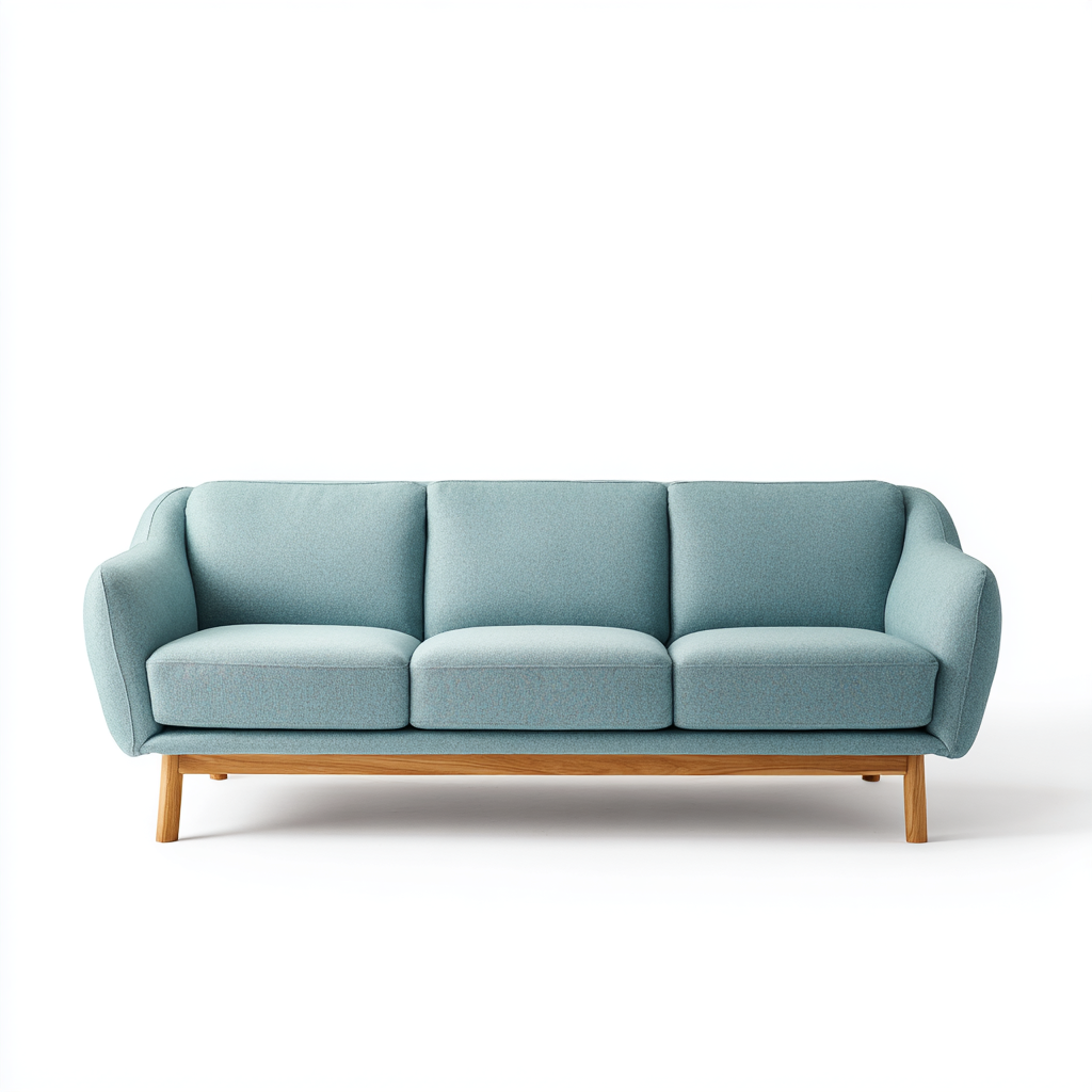 Dreisitzer Sofa Stoffpolsterung 210x87x83 cm - Hellblau - Modernes Design mit Holzfüßen