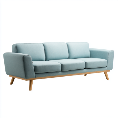 Dreisitzer Sofa Stoffpolsterung 208x86x81 cm - Hellblau - Skandinavisches Design mit Holzfüßen-Warmthist