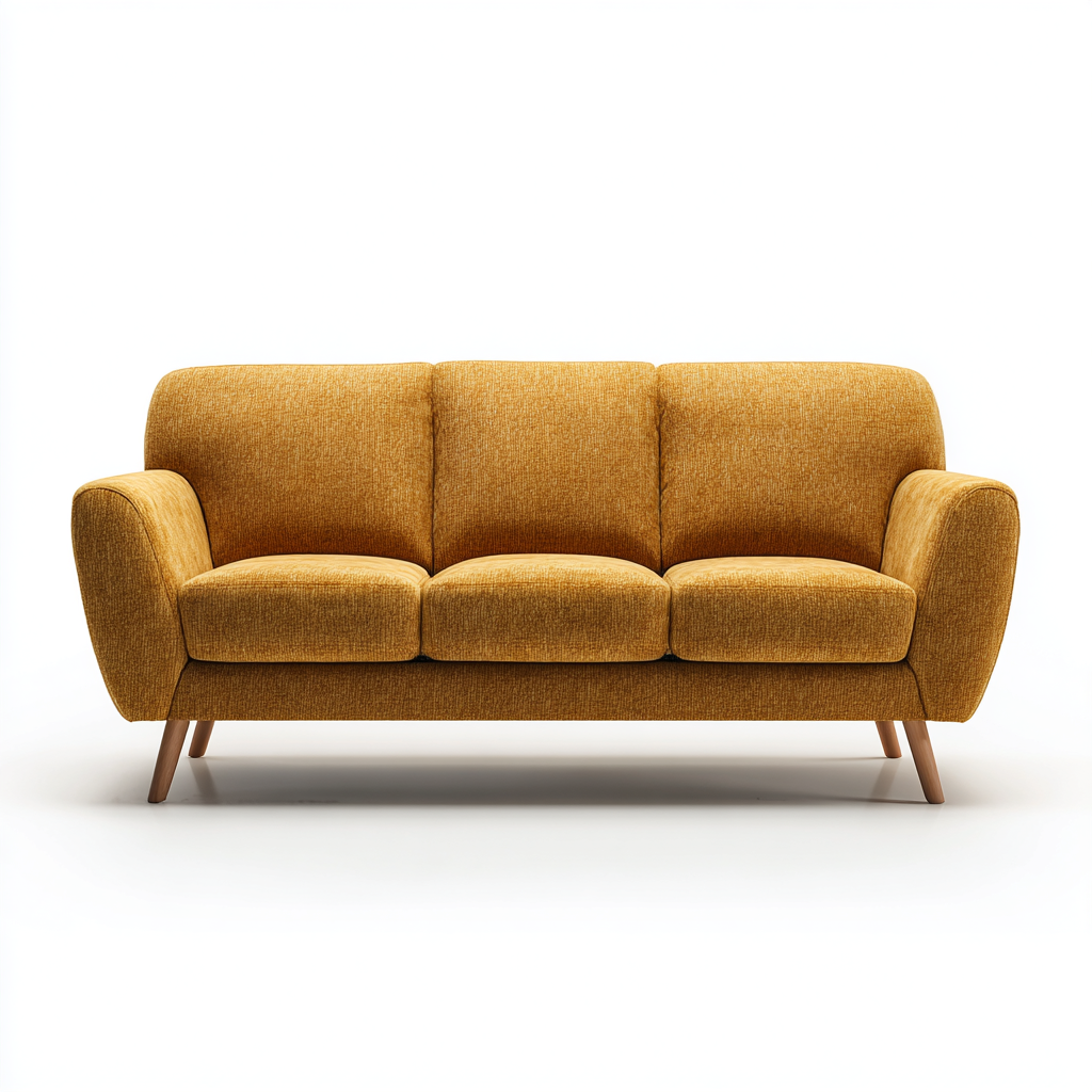 Dreisitzer Sofa - Stoffbezug Senfgelb - 208x87x86 cm - Modernes Design