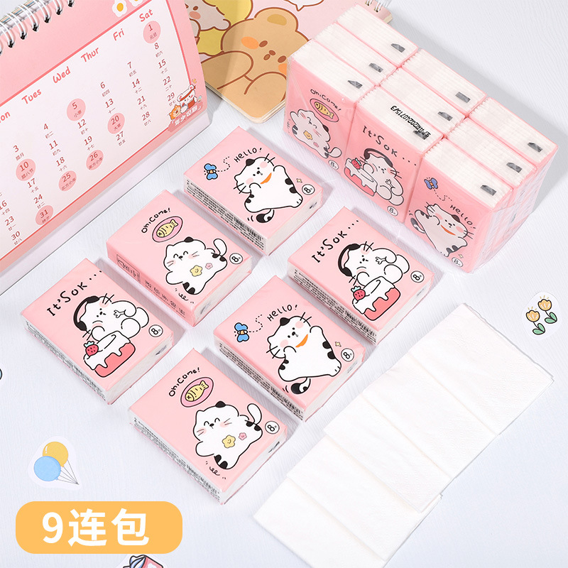 Cute Cartoon Pocket Tissues 3-Ply Thick Travel Facial Tissues Disposable Portable Mini Paper Handkerchiefs for On-the-Go Use - Napki